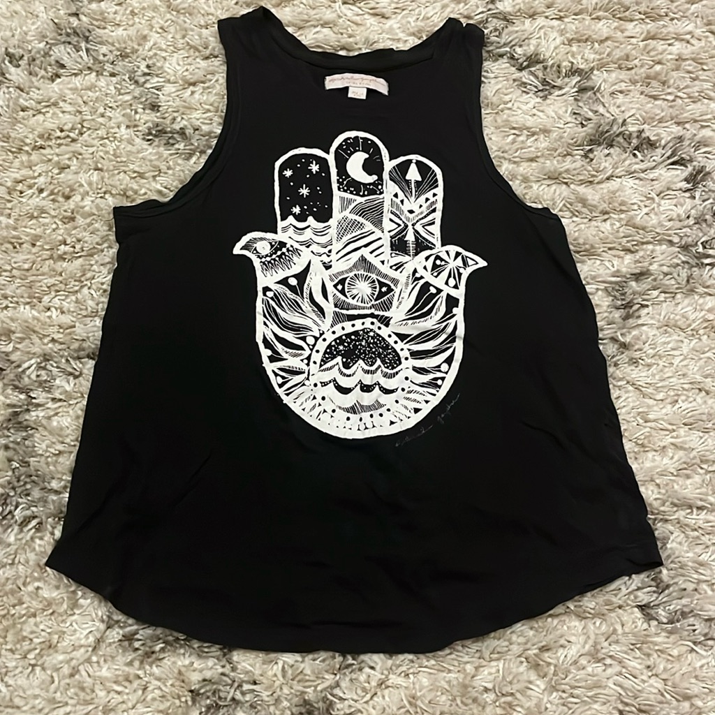 Spiritual Gangster Hamsa Tank Top. Size Xs. Black.